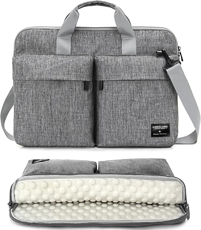 KINGSLONG Slim 17.3 inch Laptop Bag Sleeve Carrying Case with Shoulder Strap, Notebook Ultrabooks Computer Handbag Cover for Men Women Fit for Acer Asus Lenovo HP Toshiba Grey