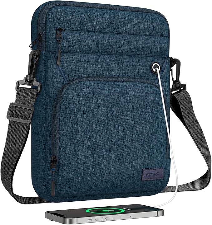 MoKo 12.9 Inch Tablet Sleeve Bag, Fits 13 Inch New iPad Pro M4 & Air M2 2024, iPad Pro 12.9 inch M2&M1, Galaxy Tab S9/S8 Plus 12.4", Multifunctional Bag with Shoulder and Headphone Port, Indigo