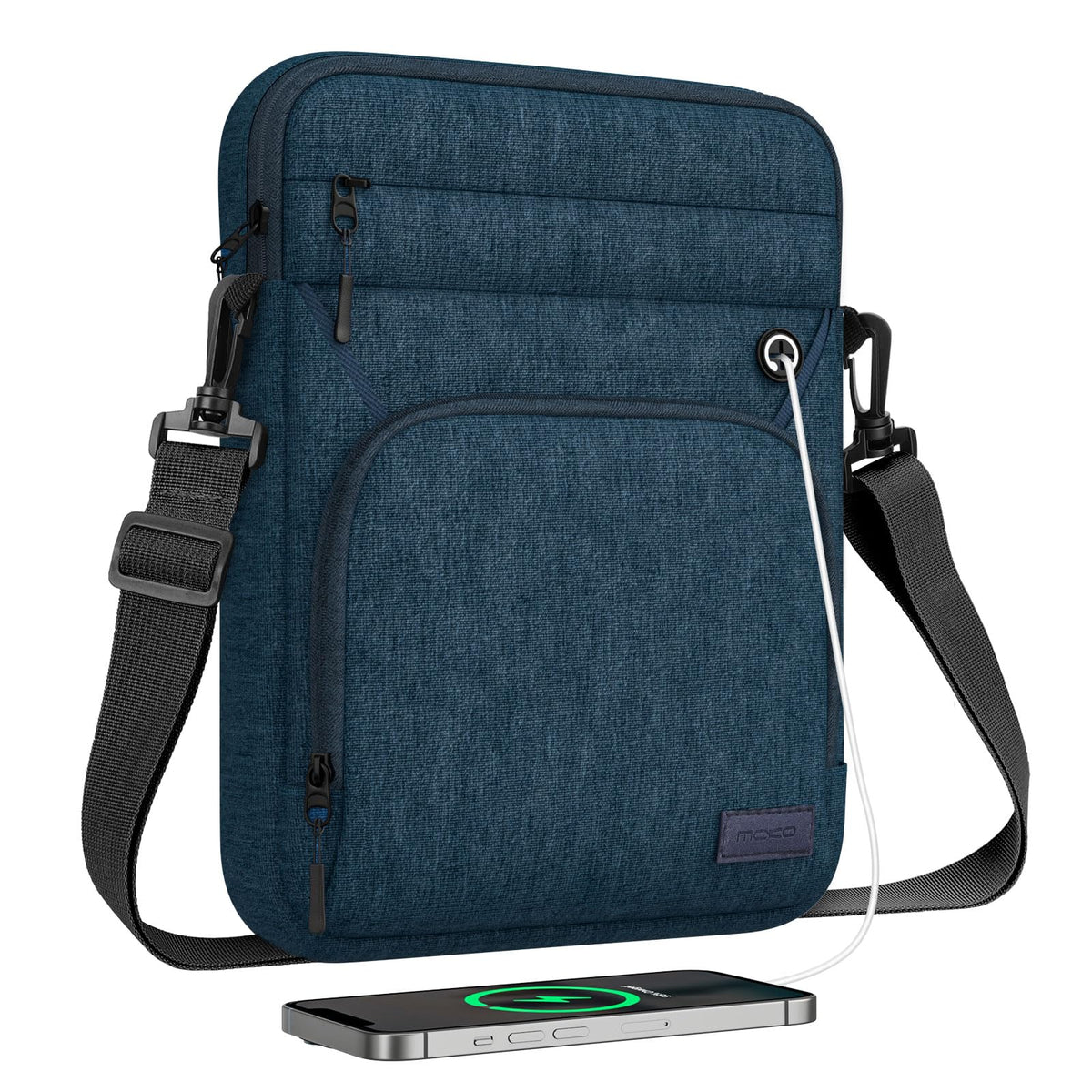 MoKo 15 Inch 360° Protective Laptop Sleeve Shoulder Bag with Earphone Port