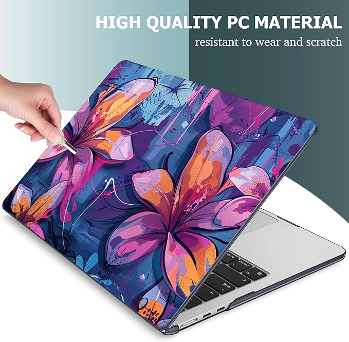 Mektron for 2025 M4 MacBook Air 13.6 Inch A3240 Case Fits 2023 A2681 M2 2024 A3113 M3 Chip with Liquid Retina Display Touch ID, Printed Plastic Hard Shell Cover for MacBook Air 13.6", Graffiti Flower