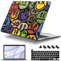Lepeoac Case for MacBook Pro 13 inch Case M2 2022-2016 A2338 M1 A2251 A2289 A2159 A1989 A1708 A1706, Plastic Hard Shell + Keyboard Cover + Dust Plug, Happy Emoji