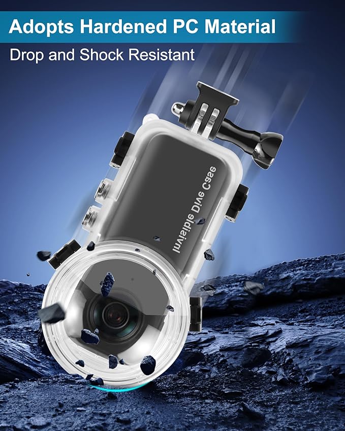 PULUZ 50m/164ft Invisible Dive Case for Insta360 X3 Underwater Waterproof Housing Cover Protective PC Sealed Shell Photography Housings with Bracket Camera Insta 360 X3 Accessories