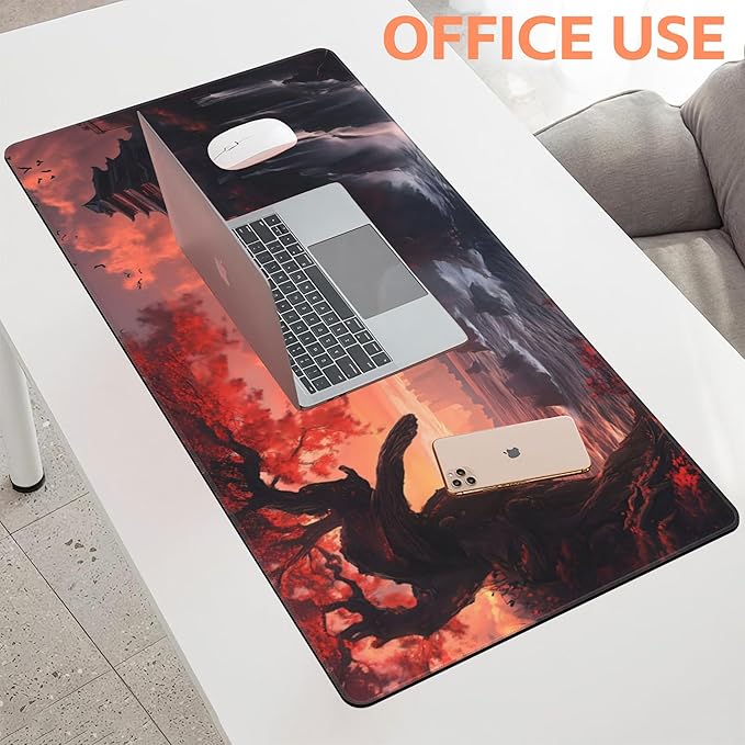 Mouse Pad Large Fantasy Landscape Non-Slip Gaming Desk Mat with Stitched Edge Laptop Keyboard Desk Pad for Work Home Gaming (35.4 x 15.7 Inches)