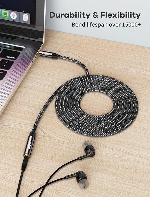VIOY Headphone Extension Cable 20 FT,[Copper Shell, Hi-Fi Sound] 3.5 mm Male to Female Stereo Audio Cable Nylon Braided Aux Cord for Smartphones, Tablets, Media Player
