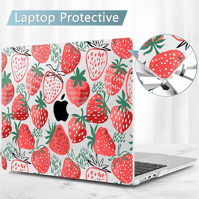 May Chen for MacBook Air 13.6 Inch Case 2025/2024/2023/2022 Release (Model A2681 A3113 A3240, M2 M3 M4 Chip) – Hard Shell Laptop Cover with Keyboard Cover & Screen Protector，Strawberries