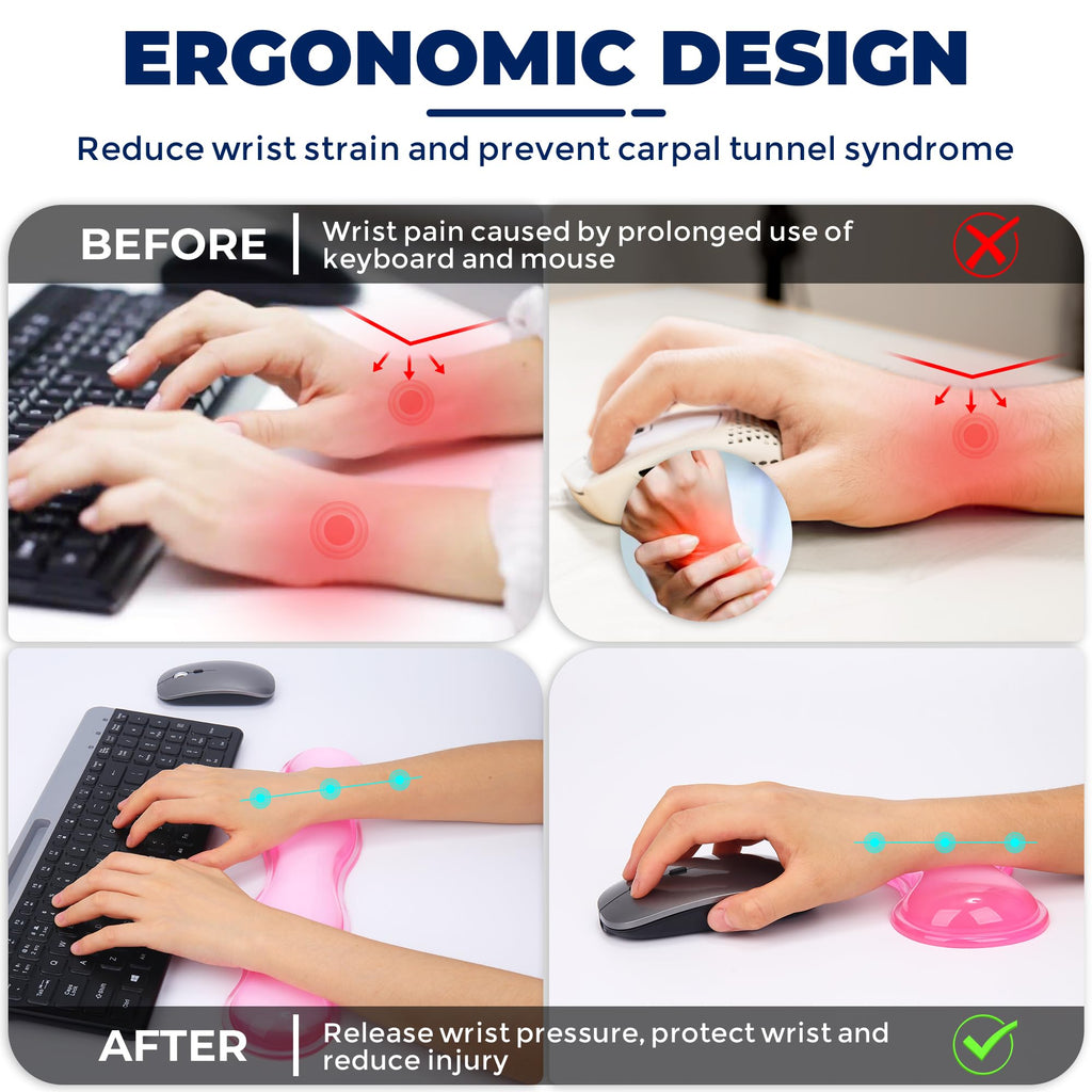 ABRONDA Gel Wrist Rest for Keyboard and Mouse, Wrist Rest for Keyboard, Mouse Wrist Support, Pain Relief, Cool Touch, Non-Skid, Keyboard and Mouse Wrist pad Set