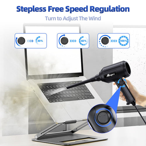 ATEngeus Air Duster, Stepless Speed Electric Air Duster, Multi-Use Compressed Air Duster, Keyboard Cleaner, Replace Canned Air, Air Blower for Clean Dust, Hairs, Laptop, PC