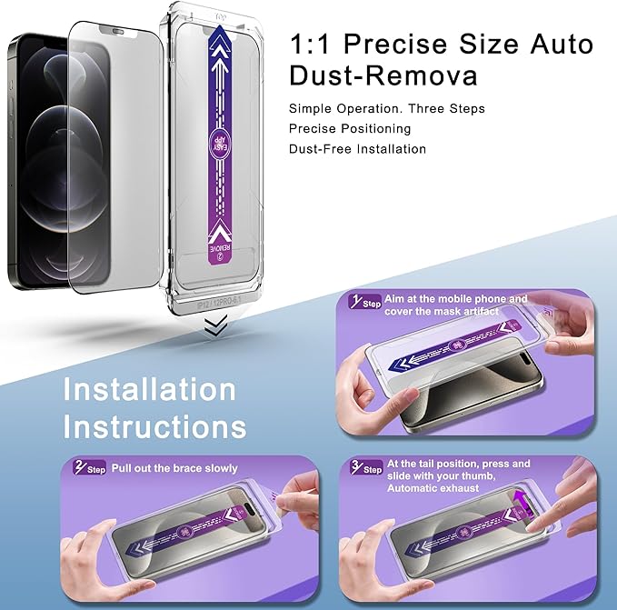 2 Pack Matte Screen Protector for iPhone 12 and iPhone 12 Pro 6.1-Inch Auto Dust Removal, No Bubbles, Tempered Glass Film, Easy Installation