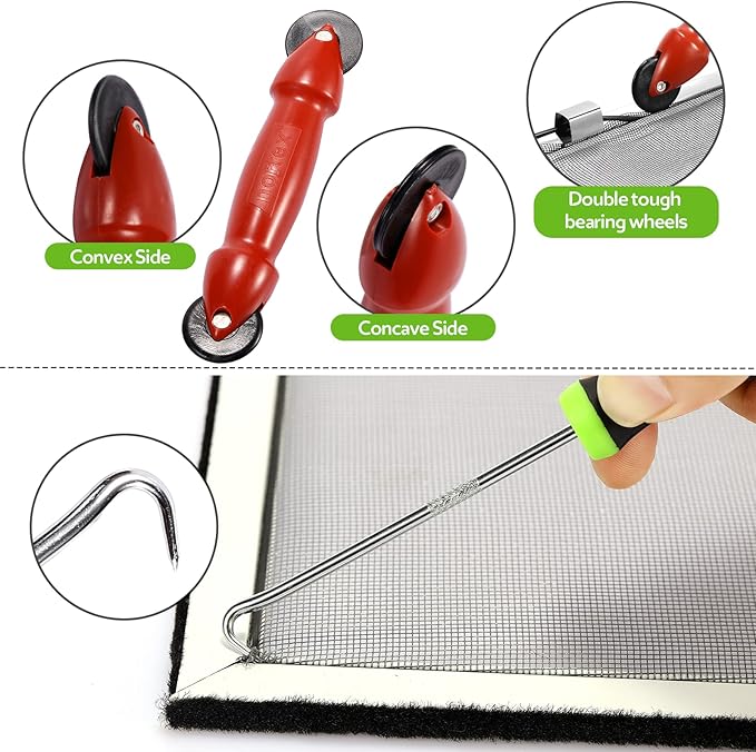 FLYZZZ Windows Screen Door Repair Kit Fiberglass Mesh 48''x118''(0.161"Spline) Black Window Screen Repair Kit Replacement Mesh Tool for Patio Screen Sliding Door Screen