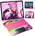 KITONE Transparent Case with Wireless Keyboard only for 2024 iPad Pro 13-in.(M4), 7 Colors Backlight, Trackpad, 360°Rotating Stand for iPad Pro 13, Tech Style
