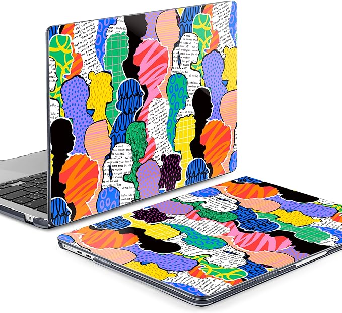 MEEgoodo for M4/M3/M2 MacBook Air 15.3 inch Case 2025 2024 2023, Case Fit Model (A3241/A3114/A2941) for MacBook Air 15 inch, Laptop Hard Shell with Keyboard Cover, Diverse People Abstract Art
