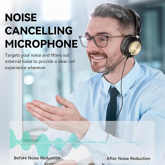 Wantek USB Headset with Microphone, Type-c/USB/3.5mm Jack 3-in-1 PC Headset, Wired & Noise Cancelling Headphone with Volume Control for Call Centers, Skype, Zoom, Home Office, 0nline Courses