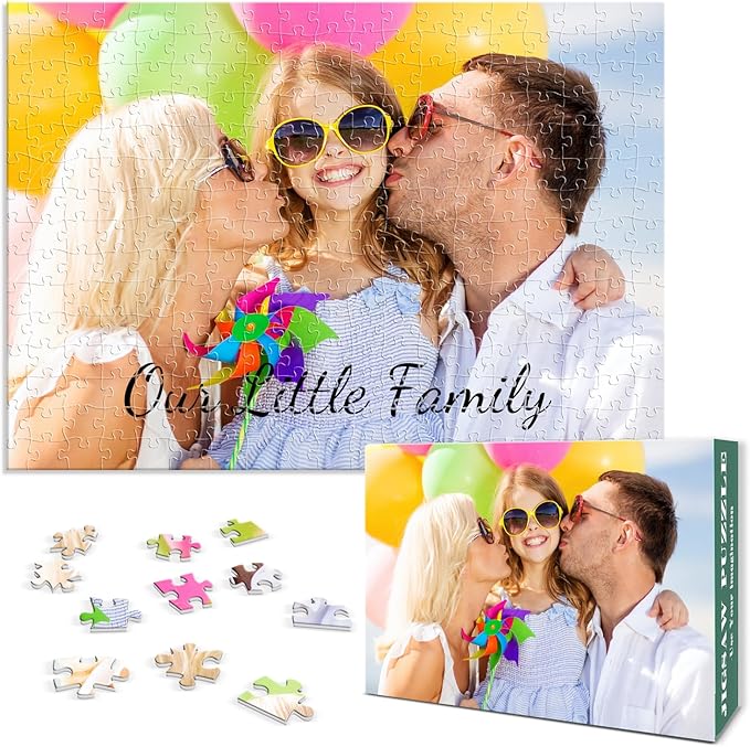 Custom Photo Jigsaw Puzzle for Adults, Personalized Puzzles from Pictures 120/200/300/500/1000 Pieces, Customized Puzzle Gifts for Family Birthday Wedding