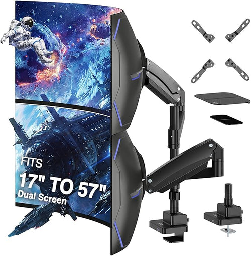 AVLT Dual Monitor Arm 57" Pole Top Mount with USB-C & A – White