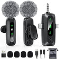 Wireless Lavalier Microphone for iPhone, Android, USB C, PC, Camera Video Recording 4 in 1 Clip-on Mics with Rotatable Clip&Denoise Recording, for Vlog Tiktok YouTube Podcast Content Creator
