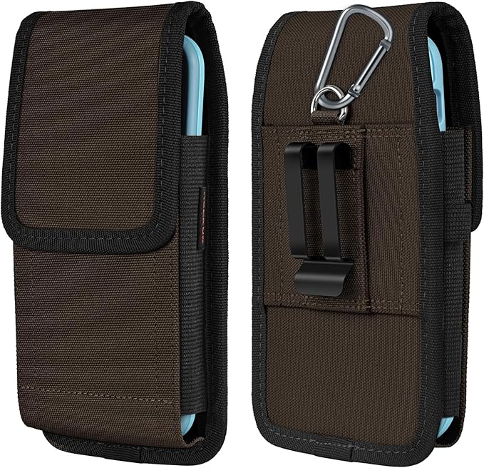 Phone Holster for Belt with Metal Clip and Magnetic Closure Compatible with iPhone 16/15/14/13/12 Pro Max, Galaxy S25/S24/S23/S22 Plus & FE for Everyday Protection, L-Coffee