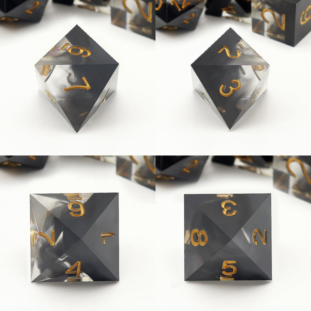Haxtec Sharp Edge Dice Set DND Dice Set with Dice Case Handmade Black Swirls Resin D&D Dice Set for TTRPGs Compatible with Dungeons and Dragons Gifts-Dark Soul