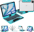 iPad Keyboard Case for 2024 M4 iPad Pro 13 inch, Magic Wireless Keyboard with Trackpad 7 Color Backlit, 360° Rotating Stand Transparent Protective Cover with Pencil Holder (Cyan)