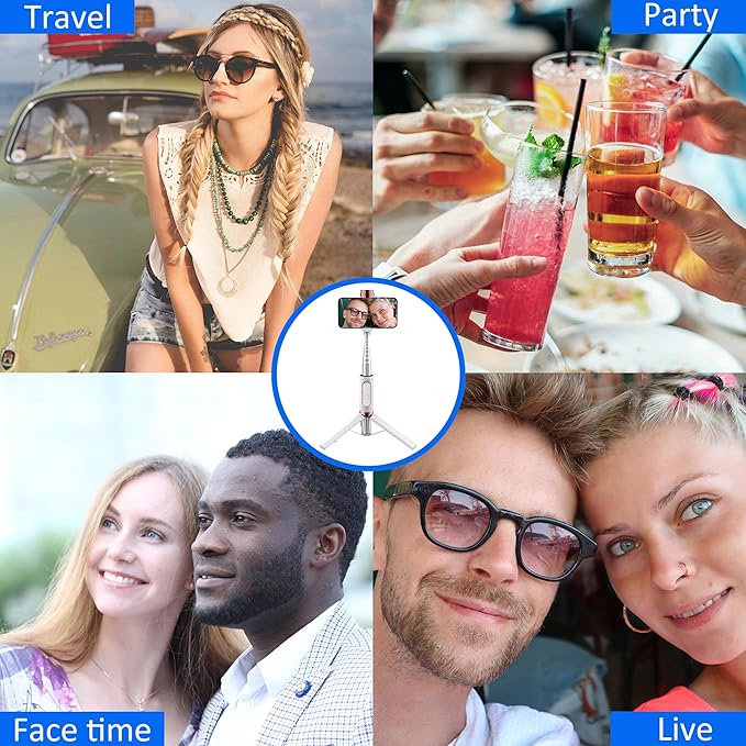 Aluminum Alloy Selfie Stick Tripod with Remote, Foldable Travel Tripod Stand 270 Rotation Compatible with iPhone/Android/Go Pro Camera
