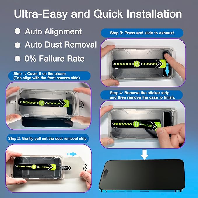 2 Pack Matte Privacy Screen Protector for iPhone 15 Pro Max, [Auto-Dust Removal and Auto-Alignment] Anti-Spy Anti-Glare Anti-Fingerprint Tempered Glass Film, Smooth & Sensitive Touch