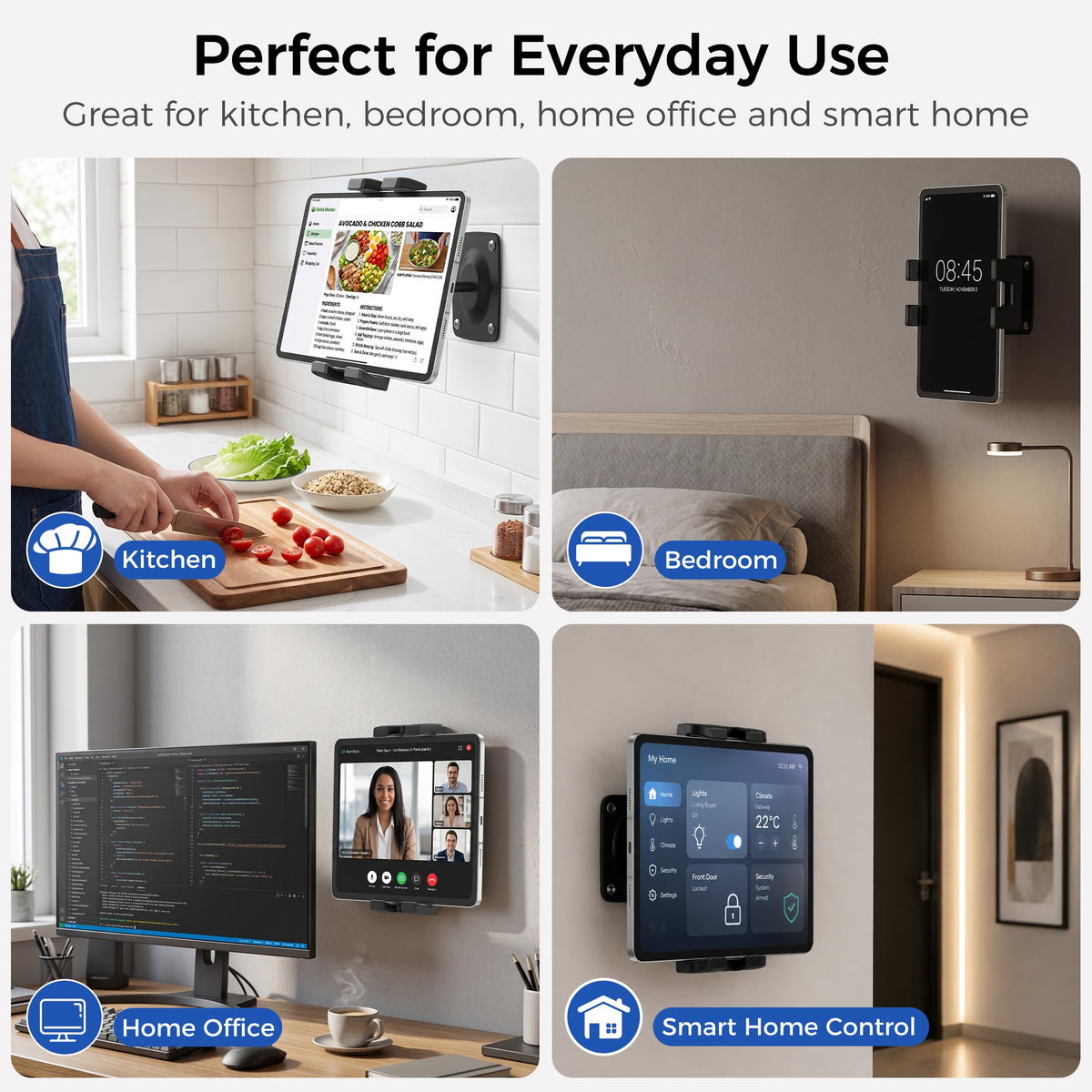 Keuvirya iPad Wall Mount, Universal 360° Rotating Tablet Wall Mount Holder