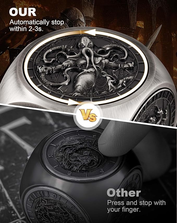 Kabinka Spinner Dice for 7 in 1 DND Dice Set, Unique Metal Dice for Dungeons and Dragons RPG Role Playing Gaming (Ancient Silver)