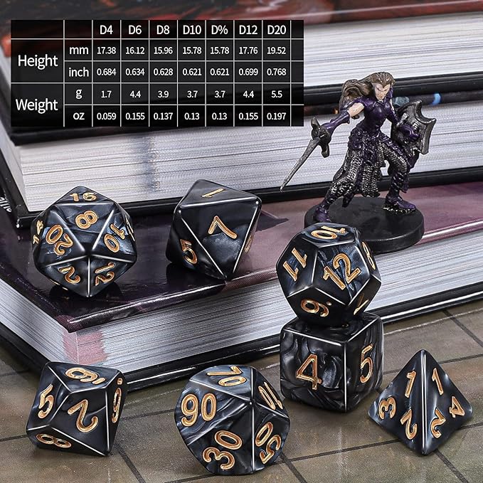 CiaraQ DND Dice Sets - 20 X 7 Polyhedral Dice (140pcs) with a Large Drawstring Bag Great for Dungeons and Dragons, Role Playing Table Game.