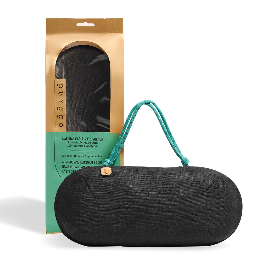 PURGGO Car Air Freshener - Lasts 365+ Days No Chemicals 100% Activated Bamboo Charcoal Fragrance-Free Deodorizer, Natural Auto Odor Eliminator, Purifier, Neutralizer, Absorb Smoke Smell