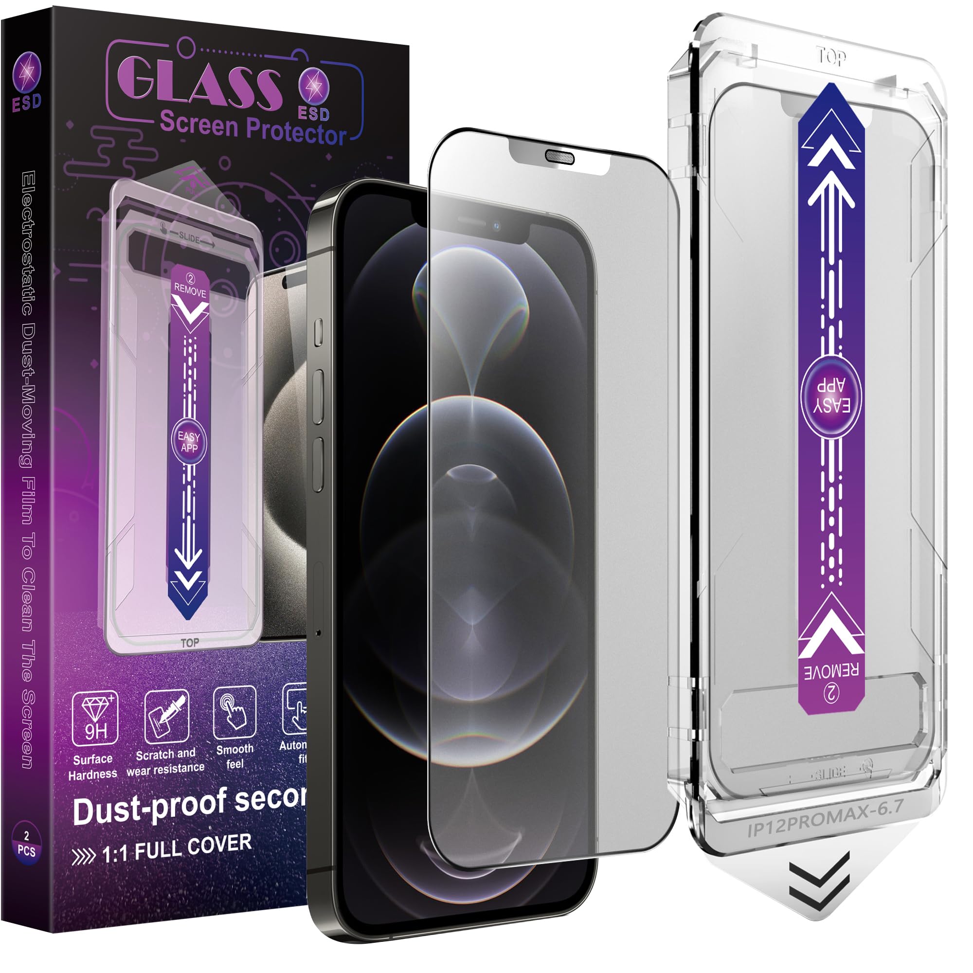 CHRYSHA 2-Pack Matte Screen Protector for iPhone 12 Pro Max 6.7-Inch, Auto Dust Removal, No Bubbles, High Definition Clear, Easy Installation