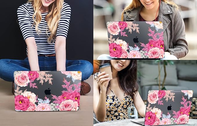 CISSOOK Floral Case Cover for MacBook Pro 13 Inch 2025-2020 Release A2338 A2289 A2251, Plastic Hard Shell Case with Keyboard Cover for MacBook Pro 13 M1 M2, Gorgeous Flowers