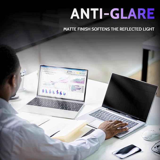 Privacy Screen for 15 Inch Surface Laptop 6/5/4/3/2/1, MagicSuction™ Removable Anti Spy Black Protector, Glare Blue Light Filter for Microsoft Laptop Computer Monitor