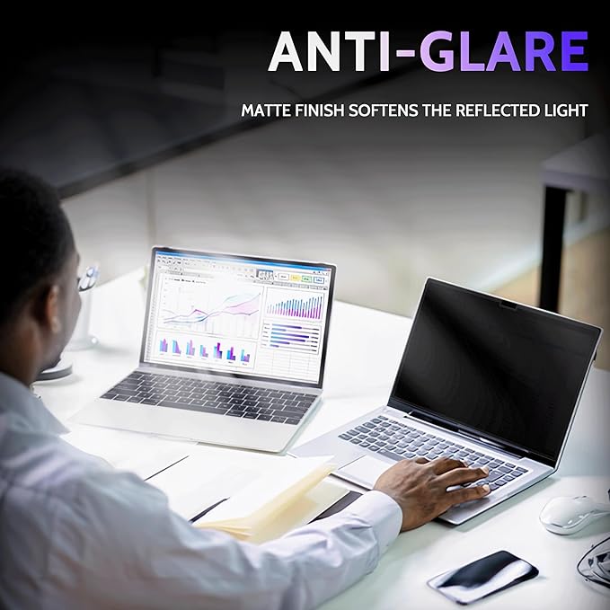 Privacy Screen for 13.8 Inch Surface Laptop 7, MagicSuction™ Removable Anti Spy Black Protector, Glare Blue Light Filter for Microsoft Laptop Computer Monitor