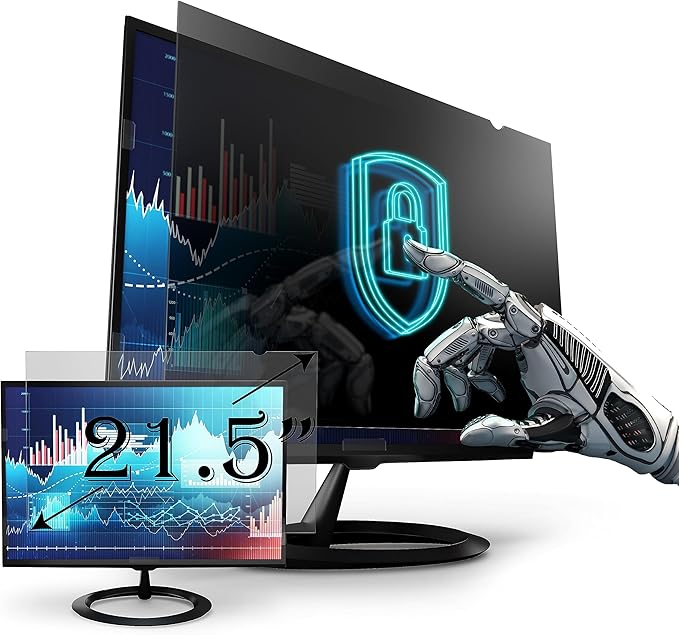 Premium Privacy Screen Filter for 21.5 Inches Desktop Computer Widescreen Monitor with Aspect Ratio 16:09. Anti Glare and Anti Blue Light Protection