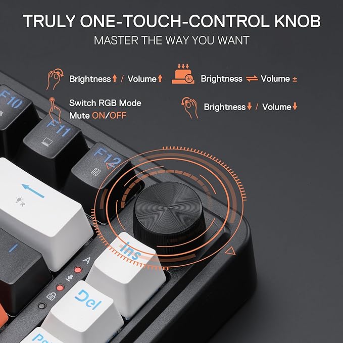 Redragon K714 Rapid Trigger HE Gaming Keyboard, 75% 81 Keys Wired Mechanical Keyboard w/Hyper-Fast Actuation Magnetic Switch, Actuation Point Adjustable, 8K Hz Polling Rate, Dedicated Control Knob