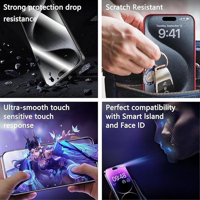 Screen Protector for iPhone Air 6.5-Inch, 2 Pack, 9H Tempered Glass, HD Clear, Full Cover, Anti-Fingerprint, Easy Installation