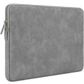 RAINYEAR 15 Inch Laptop Sleeve PU Suede Leather Case Padded Cover, Gray