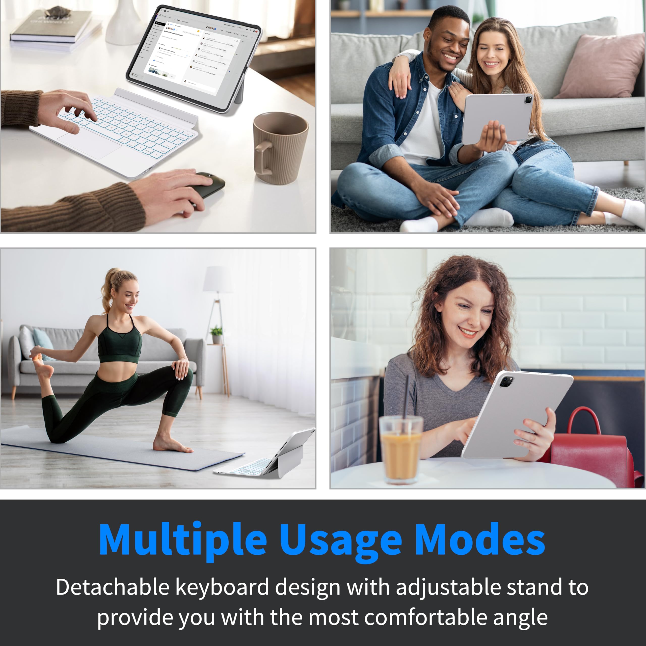 Otuoor iPad Pro 13 Inch Case 2024 with Keyboard, Magnetic Detachable Keyboard Case for iPad Pro 13 Inch (M4, 2024) with 7 Colors Backlight, Multi-Touch Trackpad, Portrait/Landscape Mode (White)