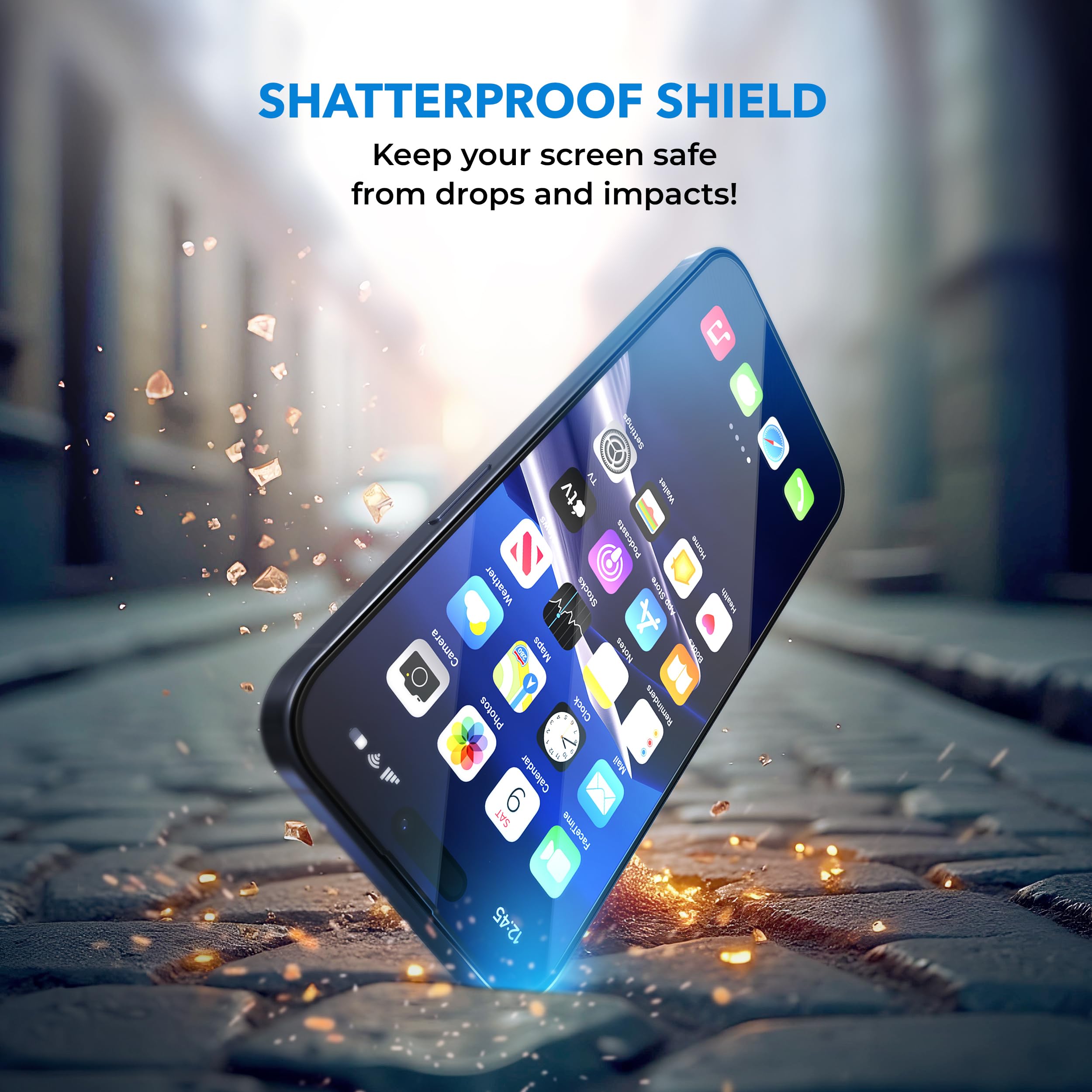 Deppa |2 Pack| for iPhone 17/ iPhone 16 Pro (6.3') Anti-Blue Light Screen Protector | Scratch Resistant Tempered Glass | 3D Edge to Edge Coverage | Easy Installation Kit | Eye Safeguard TÜV Certified