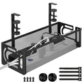 Under Desk Cable Management Tray, 15.7'' No Drill Steel Desk Cable Organizers, Wire Management Tray Cable Management Rack (1 Pack-Black)
