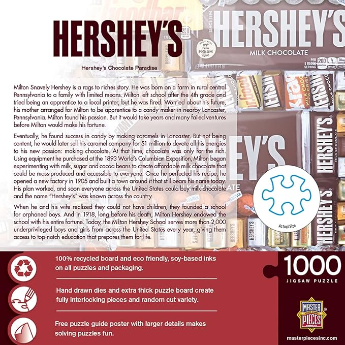 MasterPieces 1000 Piece Jigsaw Puzzle for Adults, Family, Or Youth - Hershey's Chocolate Paradise - 19.25"x26.75"
