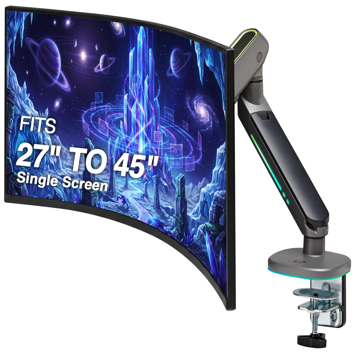 AVLT Single 27”-45” RGB Gaming Monitor Arm Desk Mount - Dark Gray