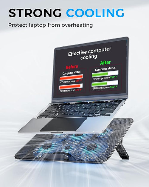 AICHESON Laptop Cooling Pad with 6 High-Speed Fans for 14-17.3 Inch Laptops