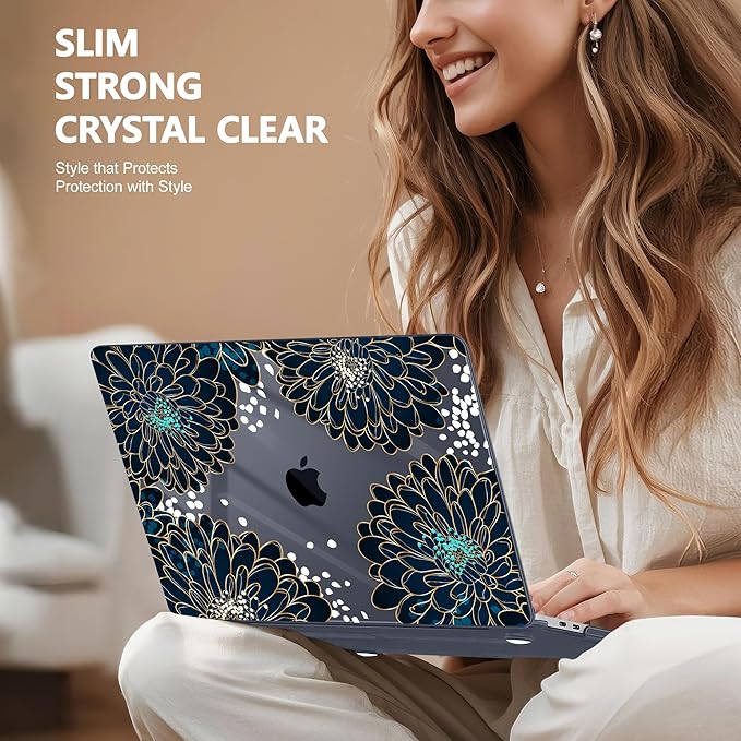for MacBook Pro 16 inch Case 2019 2020 Release Model A2141, Plastic Hard Shell Cover with Keyboard Cover & Screen Protector for MacBook Pro 16 inch with Touch Bar & Touch ID, Luxury Floral