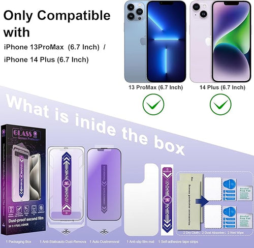 2 Pack Anti Blue Light Matte Screen Protector for iPhone 13 ProMax /14Plus
