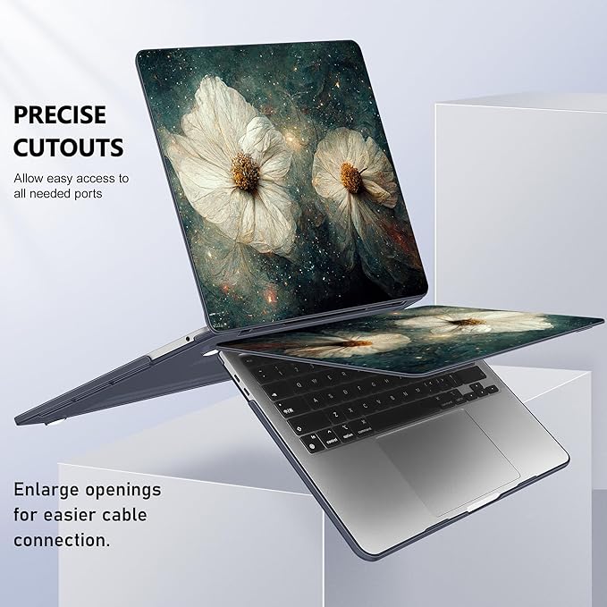 Case for MacBook Pro 13 inch with/Without Touch Bar (2016-2022, M2 A2338 M1 A2289 A2251 A2159 A1989 A1706 A1708), Hard Shell + Keyboard Cover + Dust Plug, Sky Flower