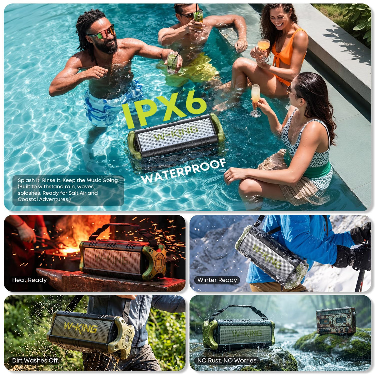 W-KING Bluetooth Speaker Wireless, 90W Max Loud Portable Outdoor Speaker
