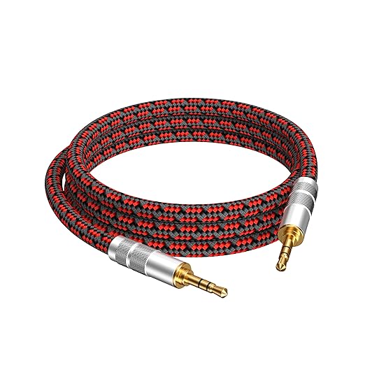 Audiophile High Purity Copper Aux Audio Cable 3.5mm Male to 3.5mm Male Audio Auxiliary Cord Gold-Plated Stereo HiFi Adapter Cable (Straight to Straight, 9.8ft/3m)
