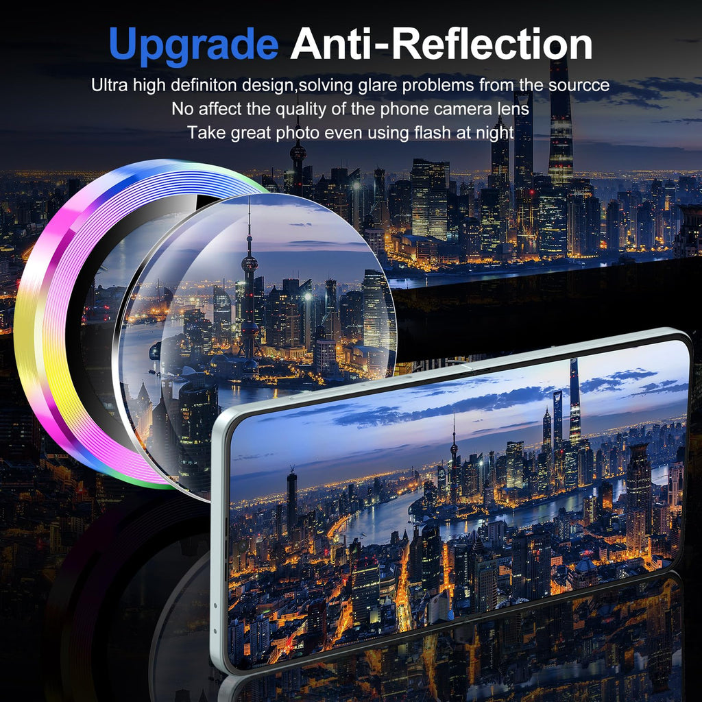 Avocase for Samsung Galaxy Z Flip 7 Camera Lens Protector, Individual Metal Ring Tempered Glass Lens Cover, [Strong Adsorption] Scratch Resistant Ultra-Thin HD Clear Lens Cover, 1 Set-Colorful