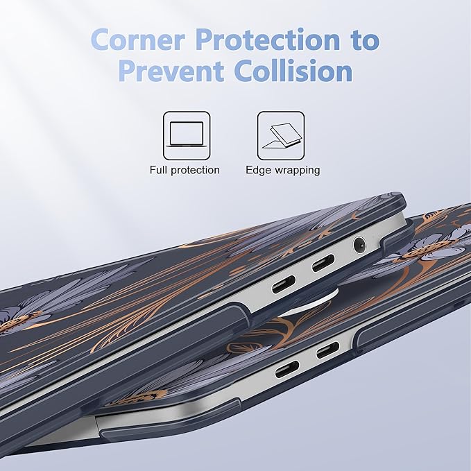 for MacBook Pro 16 inch Case 2019 2020 Release Model A2141, Plastic Hard Shell Cover with Keyboard Cover & Screen Protector for MacBook Pro 16 inch with Touch Bar & Touch ID - Blooming Plants