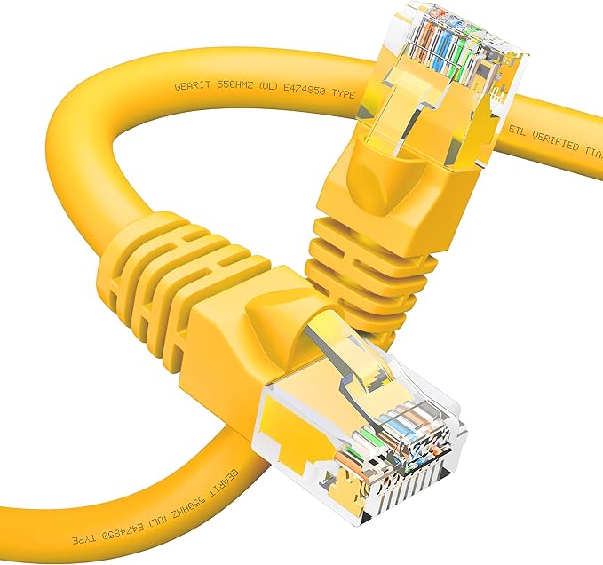 GEARit Cat 6 Ethernet Cable (1-Pack 14 Feet) Cat6 Network Patch, 10Gbps, RJ45, Snagless Cord, Gold-Plated Connectors, Internet for PC, TV, Tablet, Router, Printer, Servers, IT Data Center - Yellow